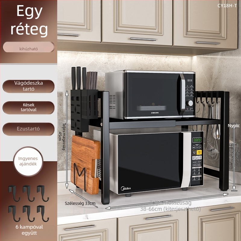 Kihúzható konyhai tároló polc, dupla réteg, fém, CY11 modell, modern egyszerű stílus, rajzok szerint testreszabható