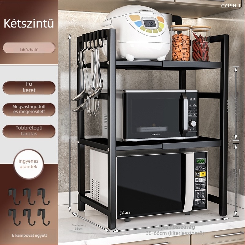 Kihúzható konyhai tároló polc, dupla réteg, fém, CY11 modell, modern egyszerű stílus, rajzok szerint testreszabható