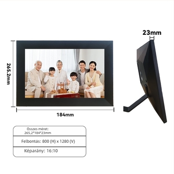 Érintéses digitális fotókeret testreszabással — 800x1280 felbontás, 32GB tárhely, USB/TF memóriakártya támogatás, WiFi/Bluetooth, OEM logó nyomtatás