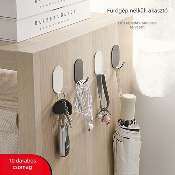 Ragasztós falikötő - Rozsdamentes acél, dupla kampó, modern minimalist stílus, 4 darabos készlet, terhelhetőség 15–20 kg