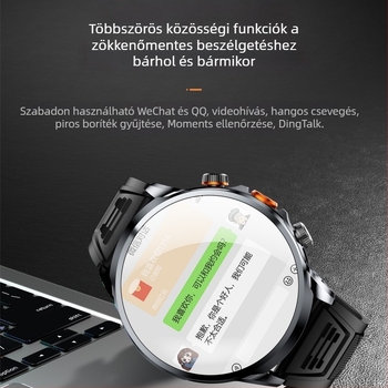 Okosóra SIM-kártya-slottal, kerek számlap, kamera, lépésszámláló, pulzusmérés