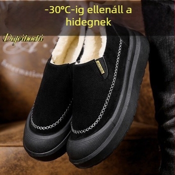 Férfi házicipő / otthoni cipő - Slip-On, velúr felsőrész, vastag PVC talp, meleg téli beltéri lábbeli