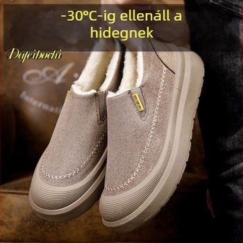 Férfi házicipő / otthoni cipő - Slip-On, velúr felsőrész, vastag PVC talp, meleg téli beltéri lábbeli