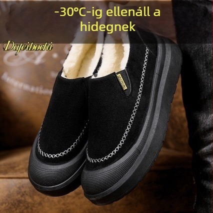 Férfi házicipő / otthoni cipő - Slip-On, velúr felsőrész, vastag PVC talp, meleg téli beltéri lábbeli
