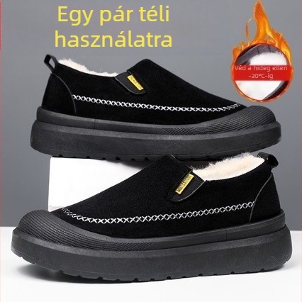 Férfi házicipő / otthoni cipő - Slip-On, velúr felsőrész, vastag PVC talp, meleg téli beltéri lábbeli