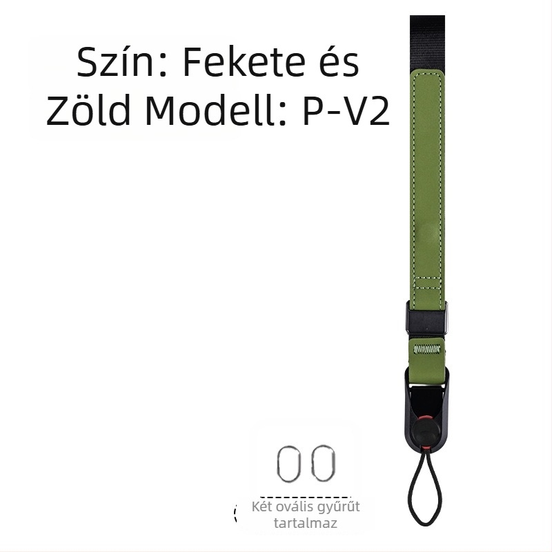 Kamera csuklópánt P-V1 — gyorsoldalas, mágneses, állítható; DSLR és mirrorless kamerákhoz; Anyag: webbing + bőr + ABS; Tömeg: 50 g