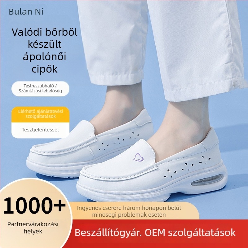 Női ápolói cipő, felsőrész split bőr, kerek orr, 3-5 cm sarka, PU bélés, lélegző és kopásálló