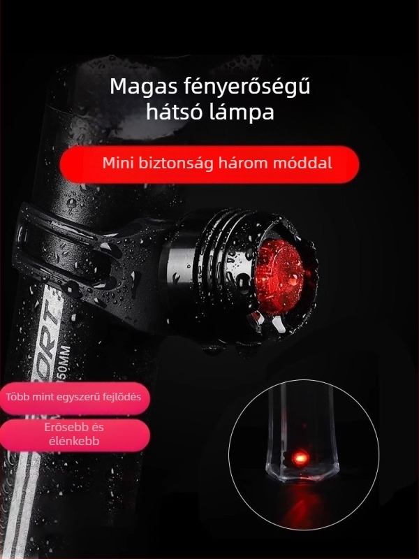 Hegyi kerékpár hátsó lámpa, kör alakú dizájn, nagy fényerő, alumínium ötvözet test