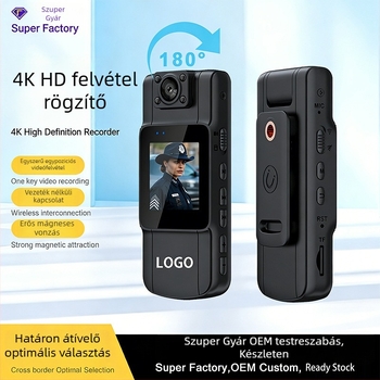 Viselhető mágneses forgó kamera kerékpározáshoz, 4K Ultra HD felvétel, IPS 1,5 hüvelykes kijelző, MicroSD tárhely, elektronikus képstabilizálás