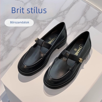 Női bőr Mary Jane cipő T-bakos záródással, kerek orrú, alacsony platformos sarka 1–3 cm, gumitalp