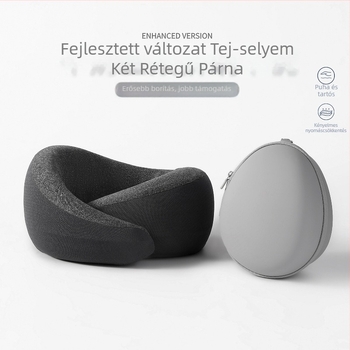 Memóriahabos U-alakú utazó nyakpárna tej-selyem huzattal, minimalist stílus, Snail Pillow Series, minden korosztály számára