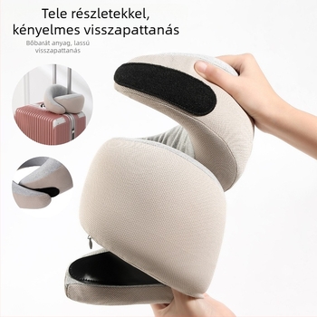 Memóriahabos U-alakú utazó nyakpárna tej-selyem huzattal, minimalist stílus, Snail Pillow Series, minden korosztály számára