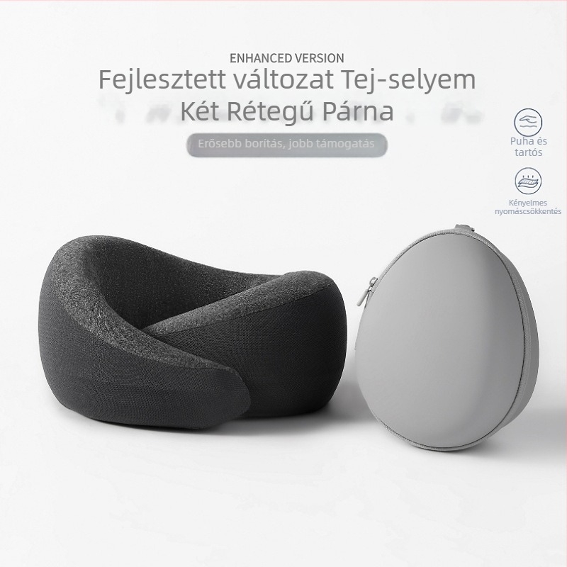 Memóriahabos U-alakú utazó nyakpárna tej-selyem huzattal, minimalist stílus, Snail Pillow Series, minden korosztály számára
