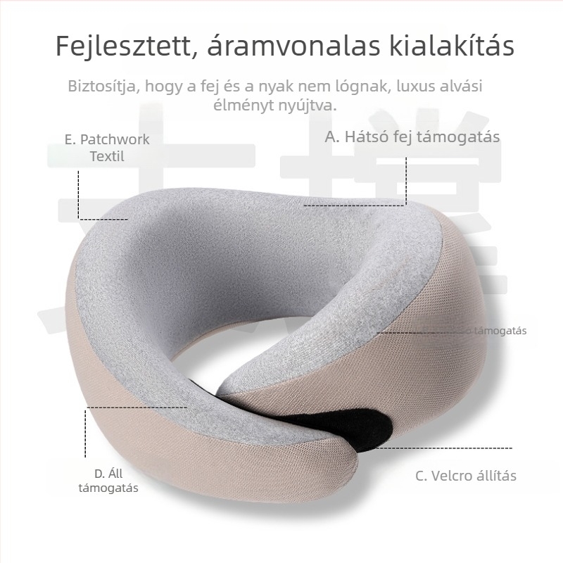 Memóriahabos U-alakú utazó nyakpárna tej-selyem huzattal, minimalist stílus, Snail Pillow Series, minden korosztály számára