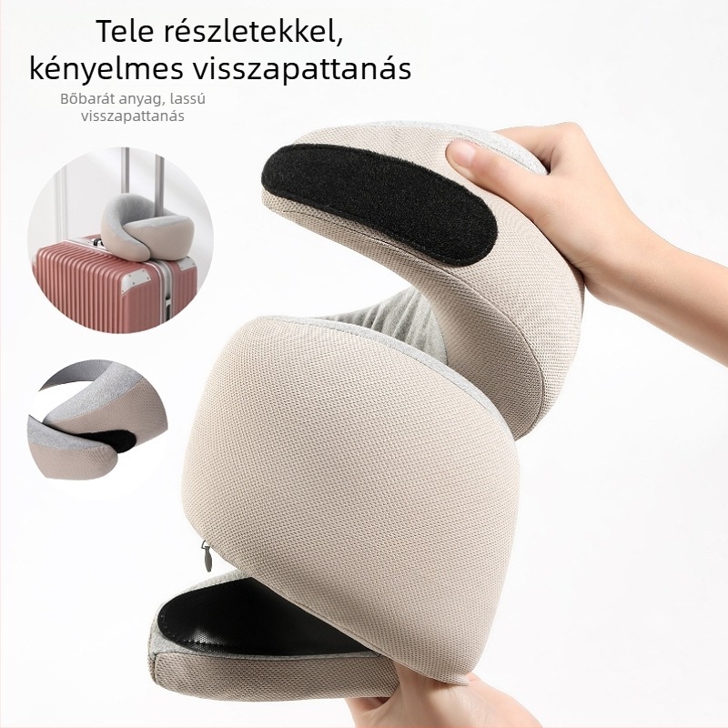 Memóriahabos U-alakú utazó nyakpárna tej-selyem huzattal, minimalist stílus, Snail Pillow Series, minden korosztály számára