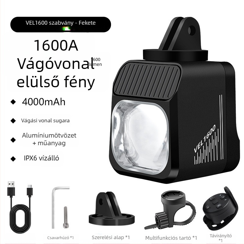 Lumway Vel1600Pro kerékpár elülső lámpa gyorscsatlakozású tartóval éjszakai vezetéshez
