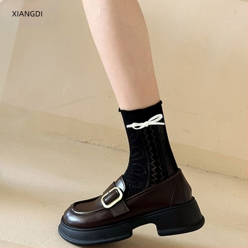 Női Lofu cipő, felső réteg tehénbőr, Slip-On, kerek orr, középmagas sarok 3-5 cm