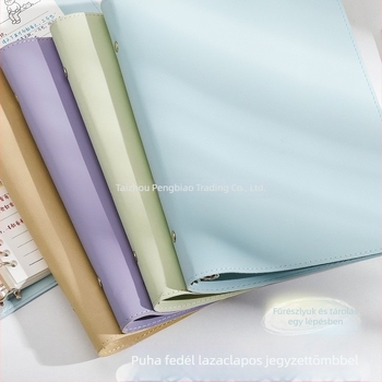 Elválasztható puha bőrből készült kötőfüzet csatos borítóval, 1–50 oldal, 40 g/m2 faalapú papír, kötés: binder
