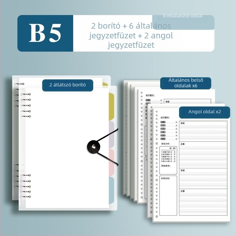 Látható javító notesz elhajtható oldalakkal, 60 lap, 26 lyuk, nyers fa rostlapok, testreszabható feldolgozás