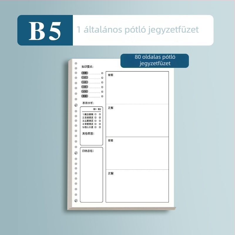 Látható javító notesz elhajtható oldalakkal, 60 lap, 26 lyuk, nyers fa rostlapok, testreszabható feldolgozás
