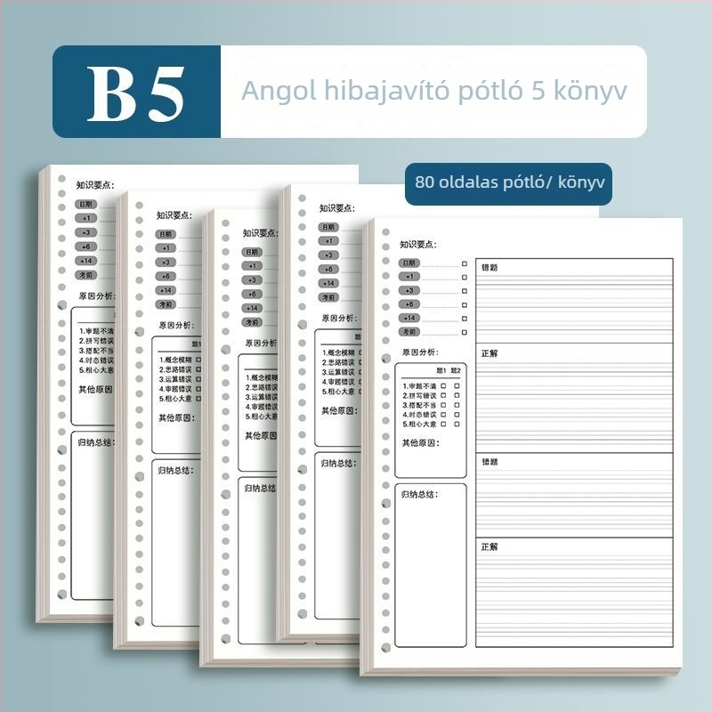 Látható javító notesz elhajtható oldalakkal, 60 lap, 26 lyuk, nyers fa rostlapok, testreszabható feldolgozás