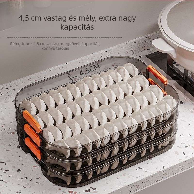 Meihong PP dumpling tároló doboz, élelmiszer-minőségű, zárható a fagyasztáshoz, háztartási használatra, modell 1010788978