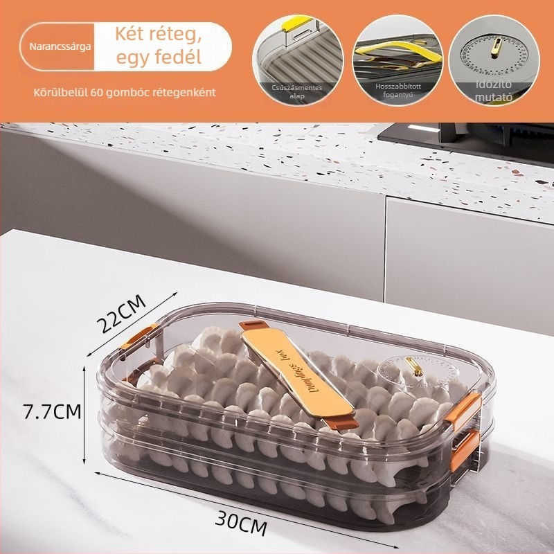 Meihong PP dumpling tároló doboz, élelmiszer-minőségű, zárható a fagyasztáshoz, háztartási használatra, modell 1010788978