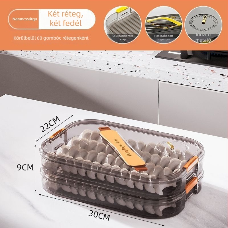 Meihong PP dumpling tároló doboz, élelmiszer-minőségű, zárható a fagyasztáshoz, háztartási használatra, modell 1010788978