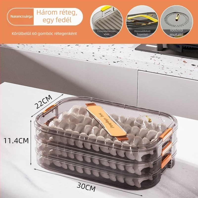 Meihong PP dumpling tároló doboz, élelmiszer-minőségű, zárható a fagyasztáshoz, háztartási használatra, modell 1010788978