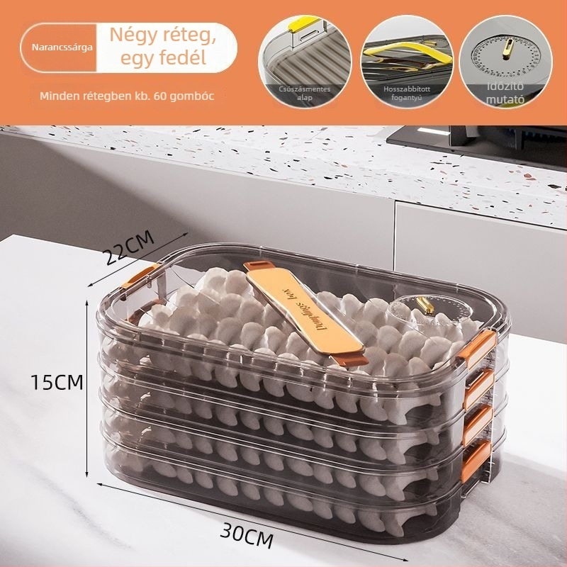 Meihong PP dumpling tároló doboz, élelmiszer-minőségű, zárható a fagyasztáshoz, háztartási használatra, modell 1010788978