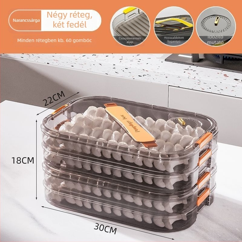 Meihong PP dumpling tároló doboz, élelmiszer-minőségű, zárható a fagyasztáshoz, háztartási használatra, modell 1010788978