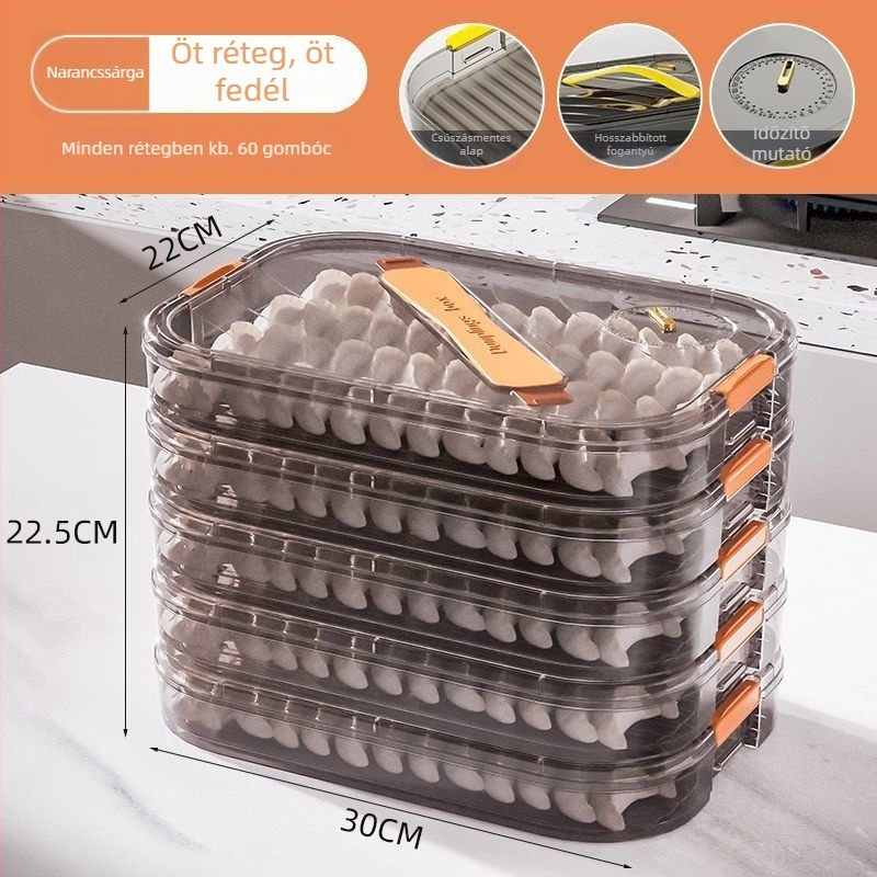 Meihong PP dumpling tároló doboz, élelmiszer-minőségű, zárható a fagyasztáshoz, háztartási használatra, modell 1010788978