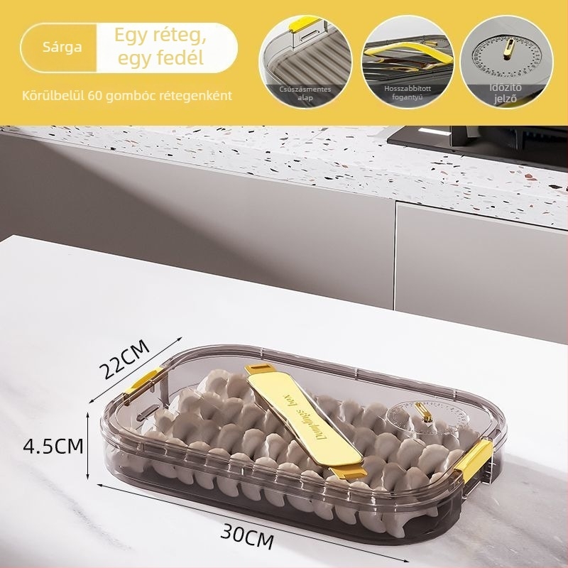 Meihong PP dumpling tároló doboz, élelmiszer-minőségű, zárható a fagyasztáshoz, háztartási használatra, modell 1010788978