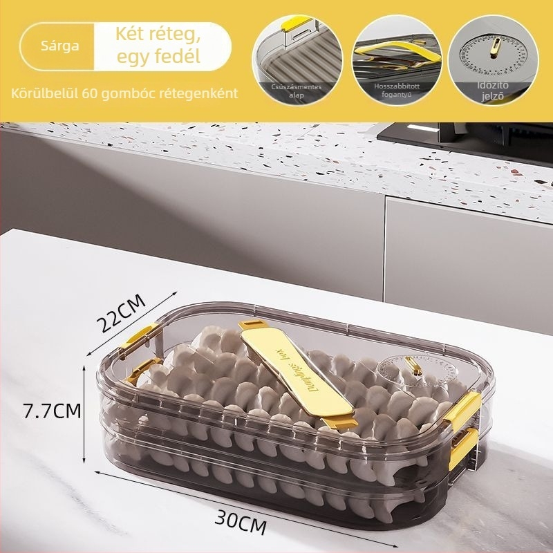 Meihong PP dumpling tároló doboz, élelmiszer-minőségű, zárható a fagyasztáshoz, háztartási használatra, modell 1010788978