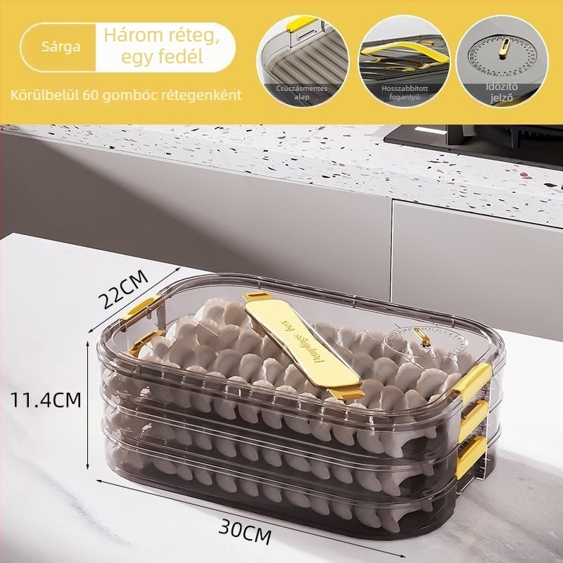 Meihong PP dumpling tároló doboz, élelmiszer-minőségű, zárható a fagyasztáshoz, háztartási használatra, modell 1010788978