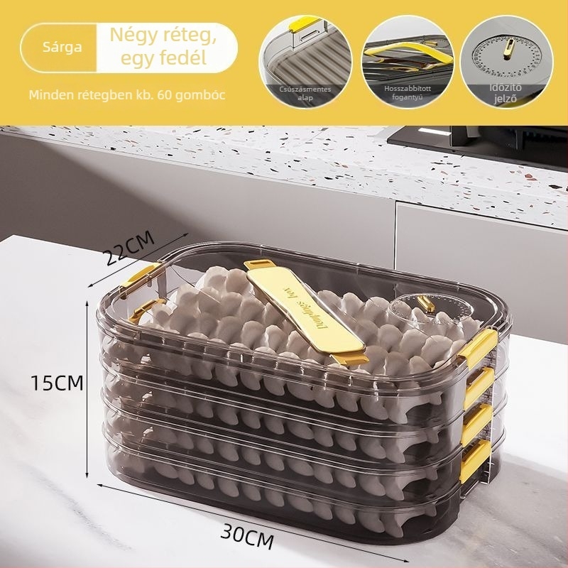 Meihong PP dumpling tároló doboz, élelmiszer-minőségű, zárható a fagyasztáshoz, háztartási használatra, modell 1010788978