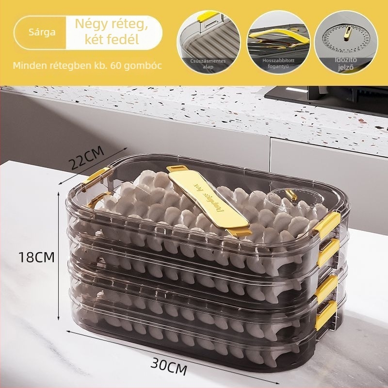 Meihong PP dumpling tároló doboz, élelmiszer-minőségű, zárható a fagyasztáshoz, háztartási használatra, modell 1010788978