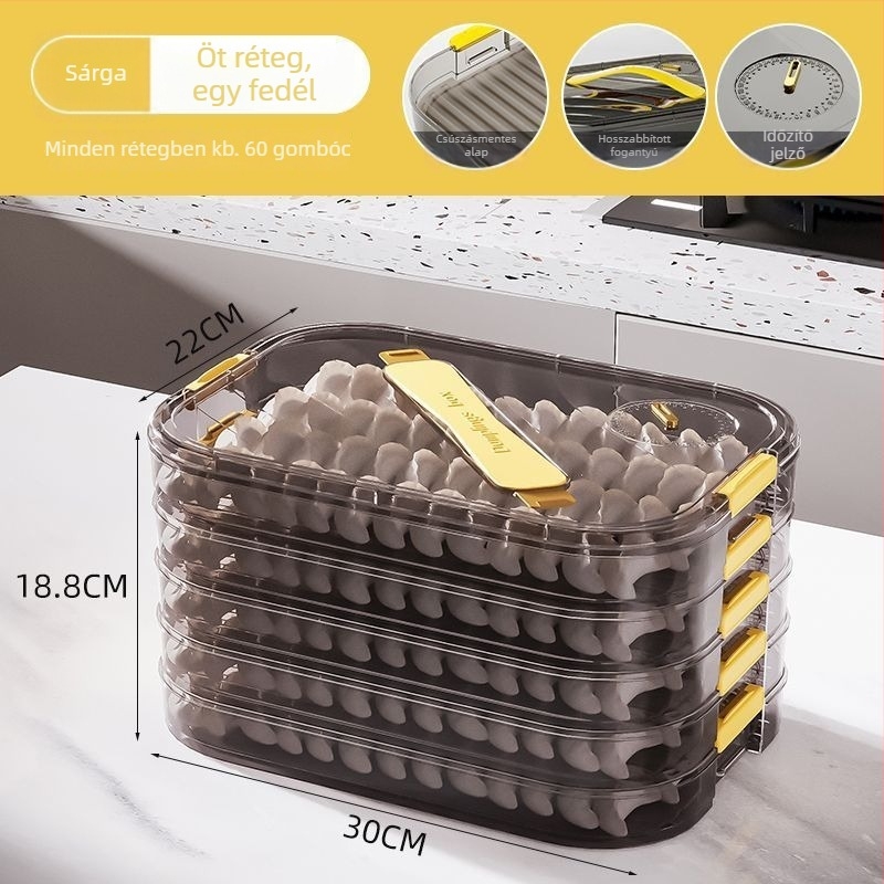 Meihong PP dumpling tároló doboz, élelmiszer-minőségű, zárható a fagyasztáshoz, háztartási használatra, modell 1010788978