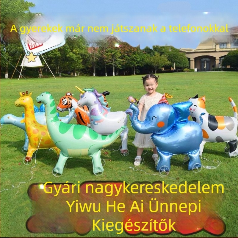 Alumíniumfóliás lufi játék, rajzfilmszerű állat formája, alkalmas születésnapokra, kempingezésre, utcai árusításra, nemzeti ünnepre, Gyermeknapra