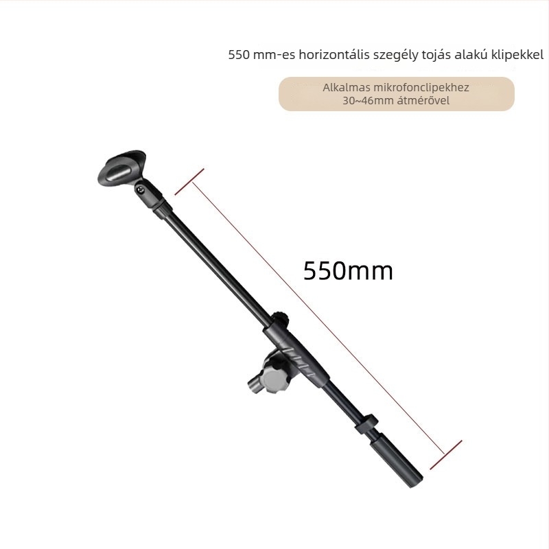 Mikrofonállvány T-alakú csuklóval, kereszthosszabbítóval, összekötő rúddal és konzollal