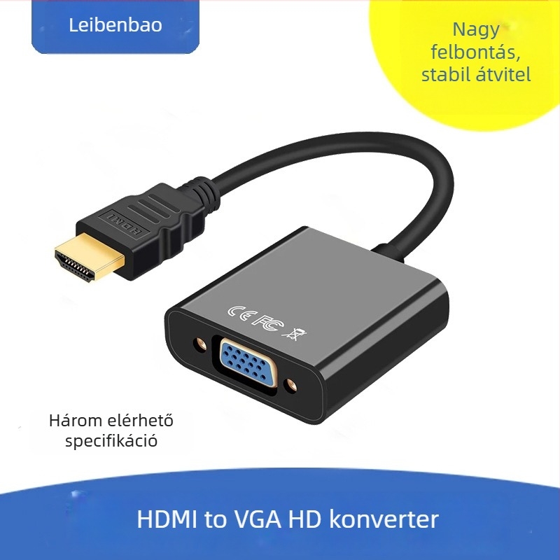 HDMI‑ről VGA‑ra audió adapter, 1080P táplált videó átalakító PC/TV/projektorhoz