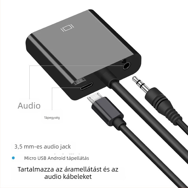 HDMI‑ről VGA‑ra audió adapter, 1080P táplált videó átalakító PC/TV/projektorhoz