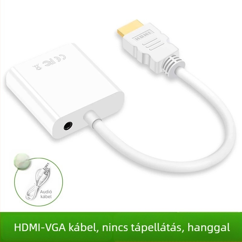HDMI‑ről VGA‑ra audió adapter, 1080P táplált videó átalakító PC/TV/projektorhoz