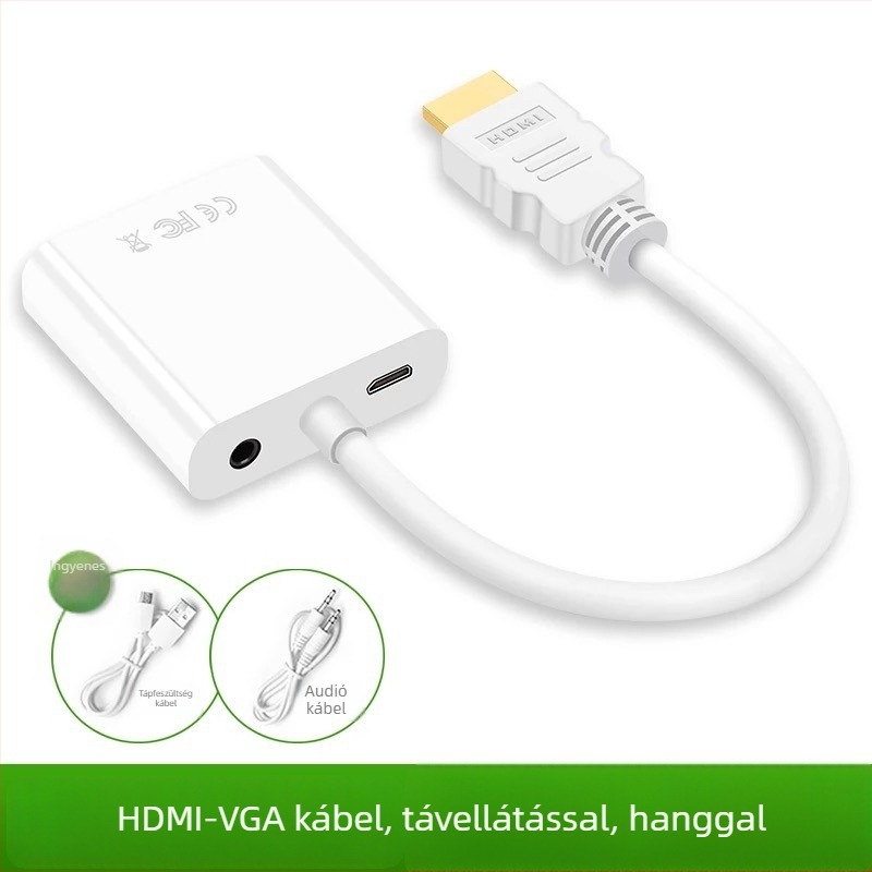 HDMI‑ről VGA‑ra audió adapter, 1080P táplált videó átalakító PC/TV/projektorhoz