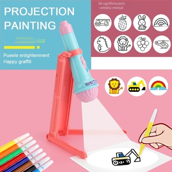LED vetítőasztali játék gyerekeknek — vetítő, képi vetítés, rajzolás, műanyag test, 4-6 éveseknek