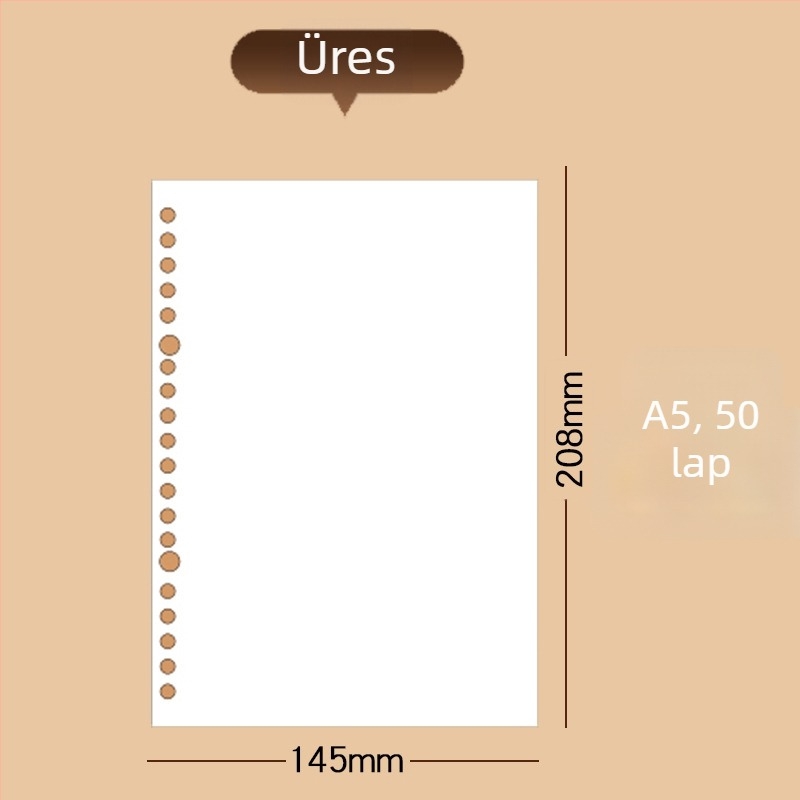 Deli Na550 Kicserélhető mag (loose-leaf) – 50 lap, fehér papír, lyukak 20/26/30, levehető