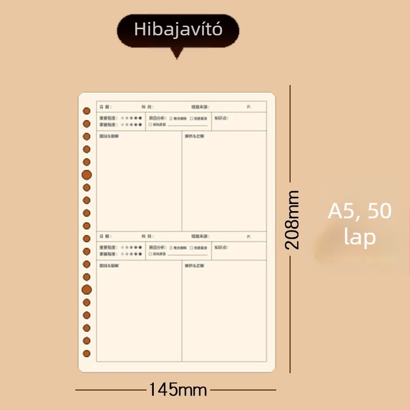 Deli Na550 Kicserélhető mag (loose-leaf) – 50 lap, fehér papír, lyukak 20/26/30, levehető