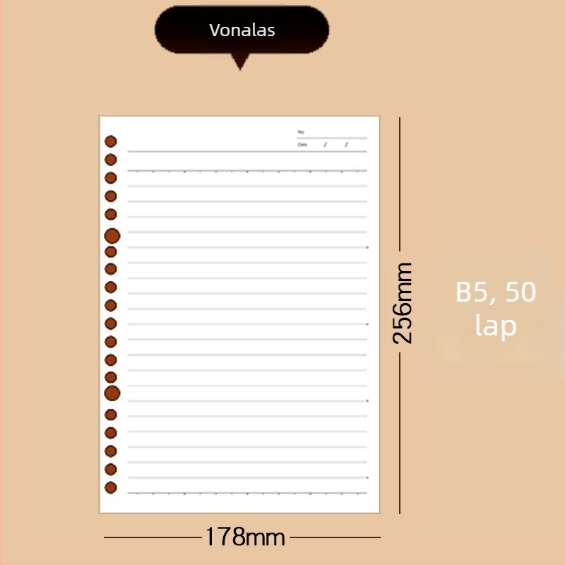 Deli Na550 Kicserélhető mag (loose-leaf) – 50 lap, fehér papír, lyukak 20/26/30, levehető