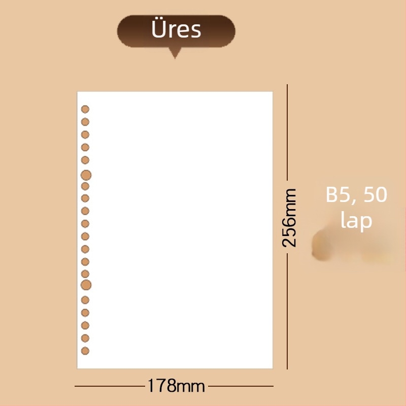Deli Na550 Kicserélhető mag (loose-leaf) – 50 lap, fehér papír, lyukak 20/26/30, levehető