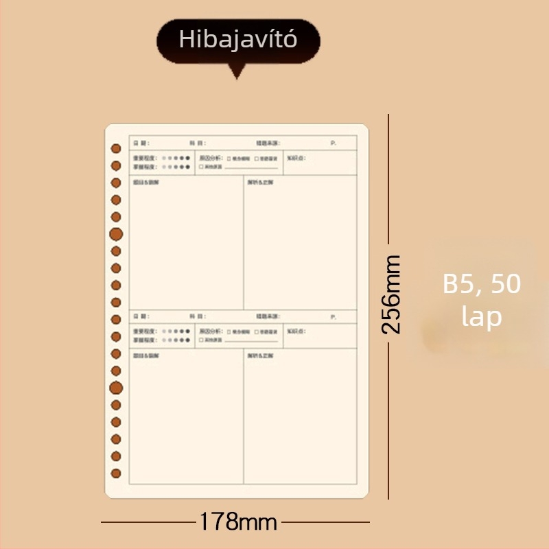 Deli Na550 Kicserélhető mag (loose-leaf) – 50 lap, fehér papír, lyukak 20/26/30, levehető